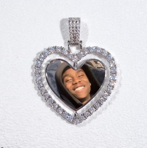 3D Spinning 2-Faced Heart Custom Picture Pendant
