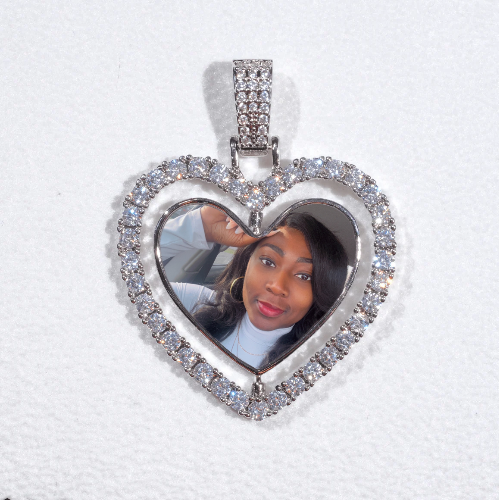 3D Spinning 2-Faced Heart Custom Picture Pendant