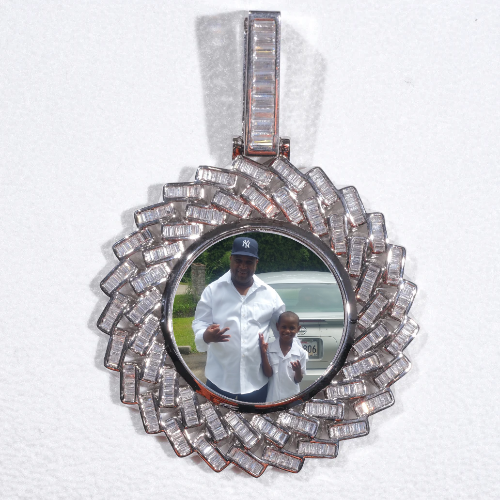 Large 3D Baguette Custom Picture Pendant