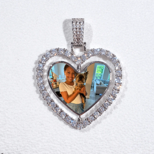 3D Spinning 2-Faced Heart Custom Picture Pendant