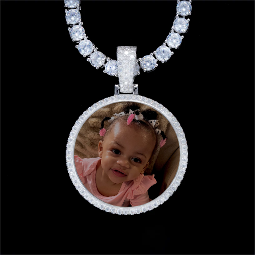 925S & VVS Moissanite 3D Circle Custom Picture Pendant