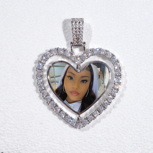 3D Spinning 2-Faced Heart Custom Picture Pendant