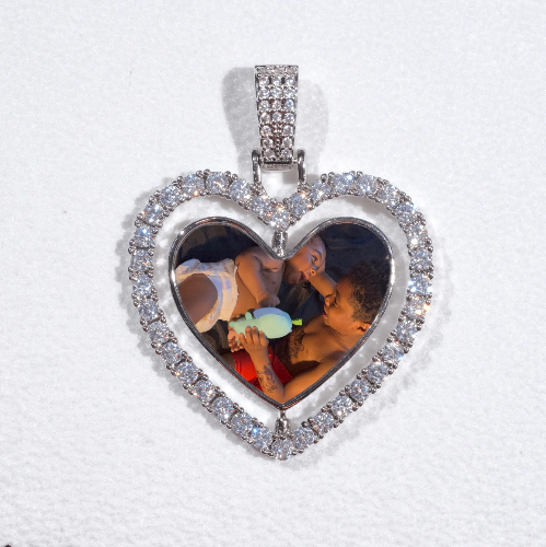 3D Spinning 2-Faced Heart Custom Picture Pendant