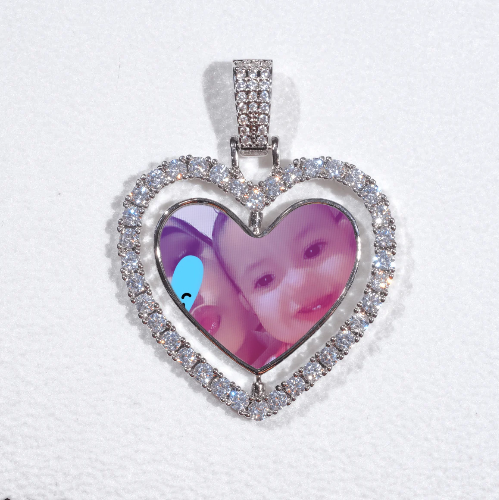 3D Spinning 2-Faced Heart Custom Picture Pendant