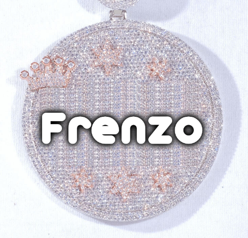 CUSTOM LETTER NECKLACE 3D BIG CROWN DISC