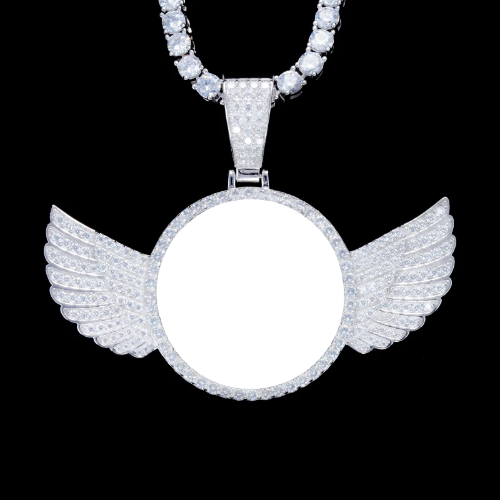 925S & VVS Moissanite 3D Wing Custom Picture Pendant