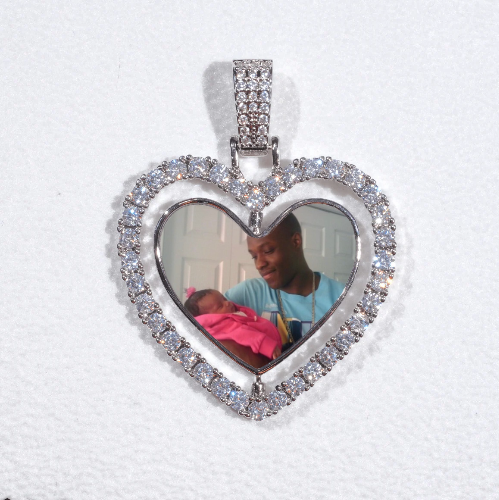 3D Spinning 2-Faced Heart Custom Picture Pendant