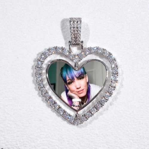 3D Spinning 2-Faced Heart Custom Picture Pendant