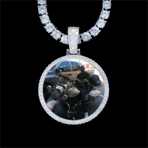 925S & VVS Moissanite 3D Circle Custom Picture Pendant