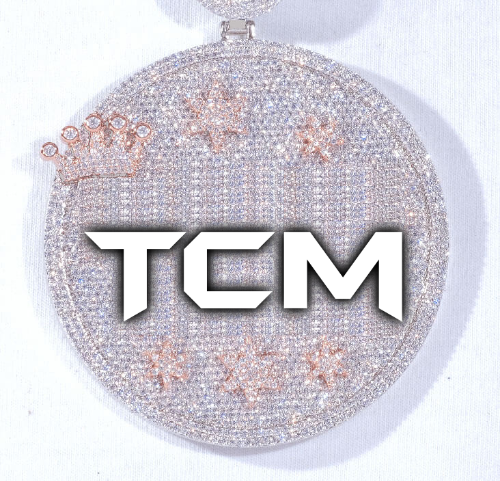 CUSTOM LETTER NECKLACE 3D BIG CROWN DISC