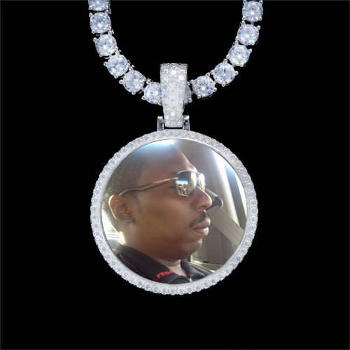 925S & VVS Moissanite 3D Circle Custom Picture Pendant