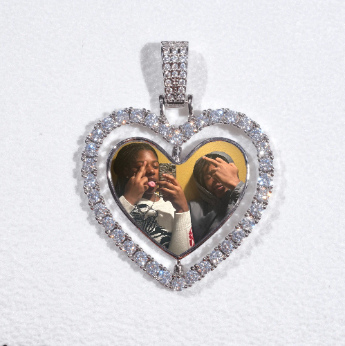 3D Spinning 2-Faced Heart Custom Picture Pendant