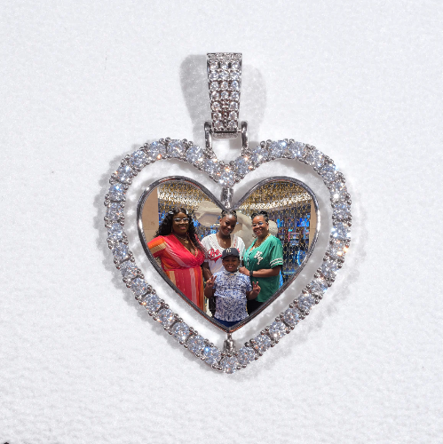 3D Spinning 2-Faced Heart Custom Picture Pendant
