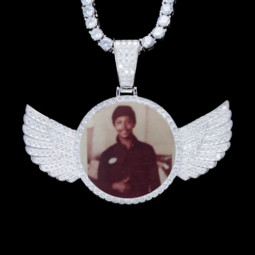 925S & VVS Moissanite 3D Wing Custom Picture Pendant