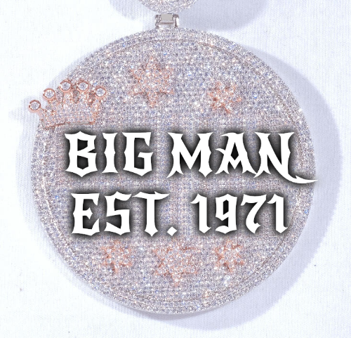 CUSTOM LETTER NECKLACE 3D BIG CROWN DISC