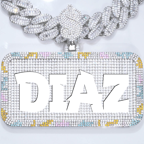CUSTOM LETTER NECKLACE 3D COLORFUL SQUARE