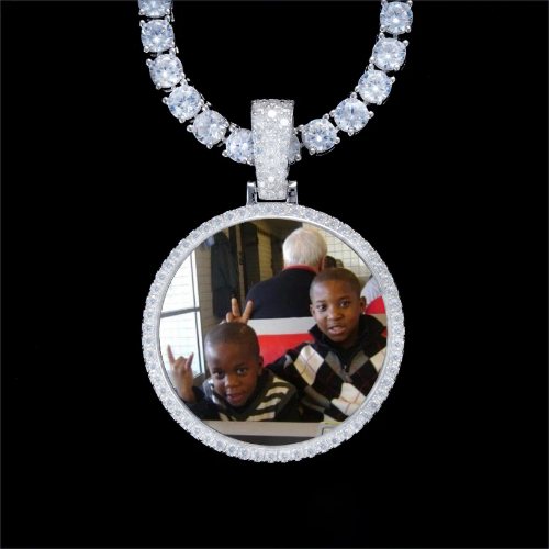 925S & VVS Moissanite 3D Circle Custom Picture Pendant