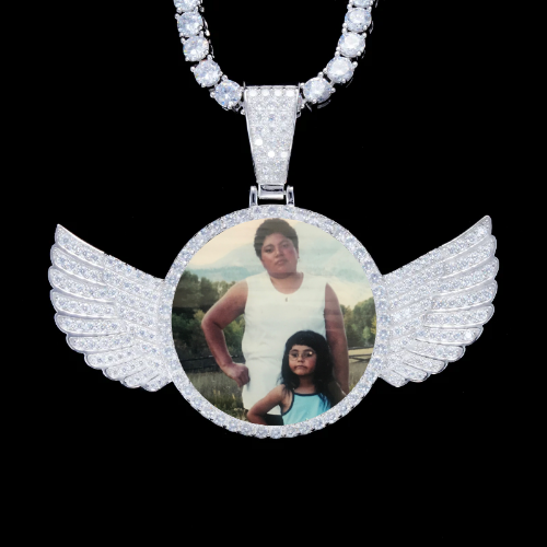 925S & VVS Moissanite 3D Wing Custom Picture Pendant