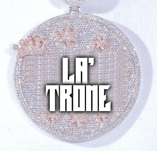 CUSTOM LETTER NECKLACE 3D BIG CROWN DISC