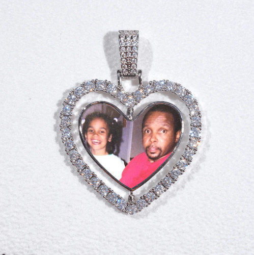 3D Spinning 2-Faced Heart Custom Picture Pendant
