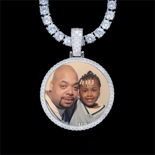 925S & VVS Moissanite 3D Circle Custom Picture Pendant