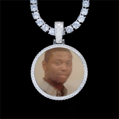 925S & VVS Moissanite 3D Circle Custom Picture Pendant