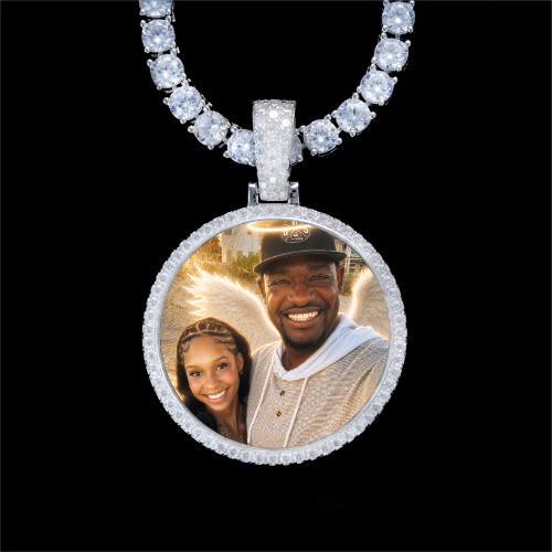 925S & VVS Moissanite 3D Circle Custom Picture Pendant