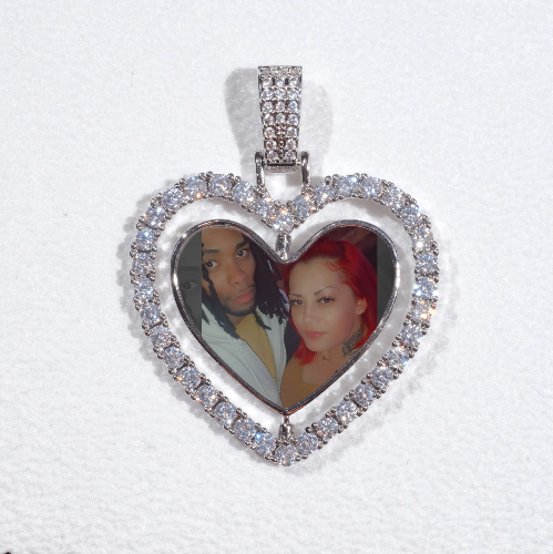 3D Spinning 2-Faced Heart Custom Picture Pendant