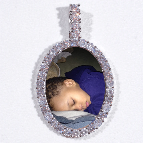Large 3D Oval Custom Picture Pendant