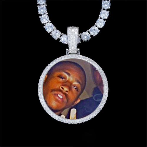 925S & VVS Moissanite 3D Circle Custom Picture Pendant
