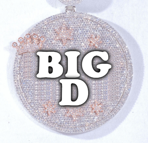 CUSTOM LETTER NECKLACE 3D BIG CROWN DISC