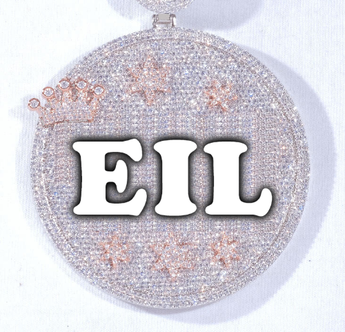 CUSTOM LETTER NECKLACE 3D BIG CROWN DISC