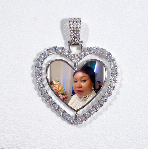 3D Spinning 2-Faced Heart Custom Picture Pendant