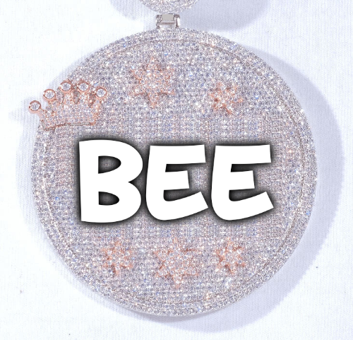 CUSTOM LETTER NECKLACE 3D BIG CROWN DISC