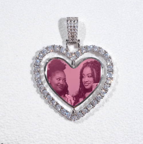 3D Spinning 2-Faced Heart Custom Picture Pendant