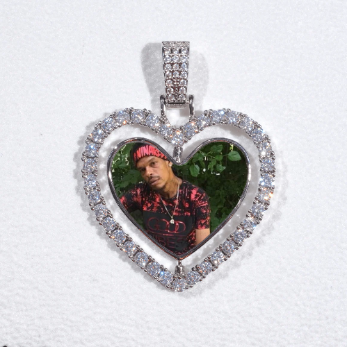 3D Spinning 2-Faced Heart Custom Picture Pendant