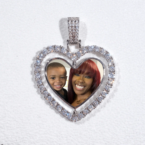 3D Spinning 2-Faced Heart Custom Picture Pendant