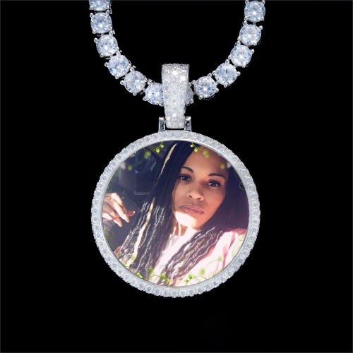 925S & VVS Moissanite 3D Circle Custom Picture Pendant