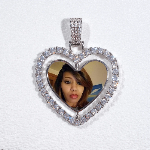 3D Spinning 2-Faced Heart Custom Picture Pendant