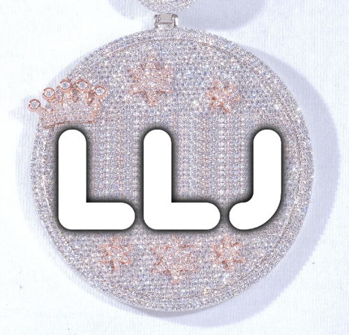 CUSTOM LETTER NECKLACE 3D BIG CROWN DISC