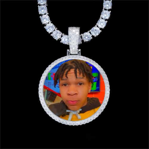 925S & VVS Moissanite 3D Circle Custom Picture Pendant