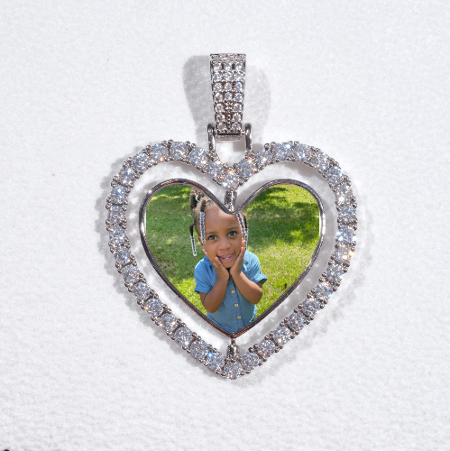 3D Spinning 2-Faced Heart Custom Picture Pendant