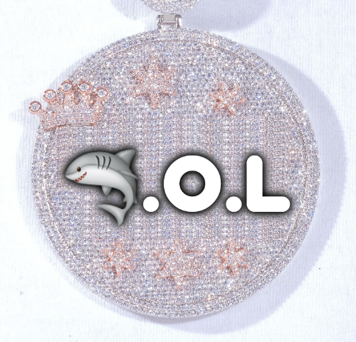 CUSTOM LETTER NECKLACE 3D BIG CROWN DISC
