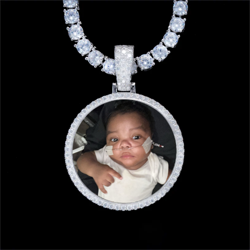 925S & VVS Moissanite 3D Circle Custom Picture Pendant