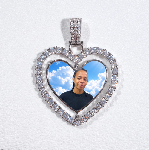 3D Spinning 2-Faced Heart Custom Picture Pendant