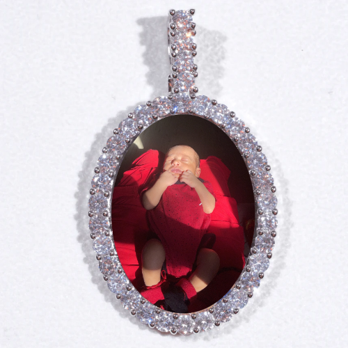 Large 3D Oval Custom Picture Pendant
