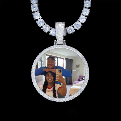 925S & VVS Moissanite 3D Circle Custom Picture Pendant