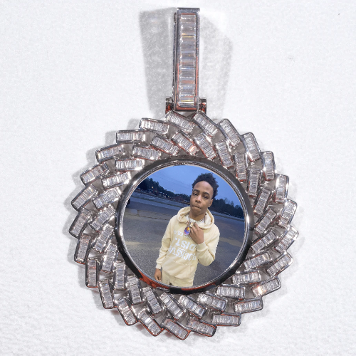 Large 3D Baguette Custom Picture Pendant