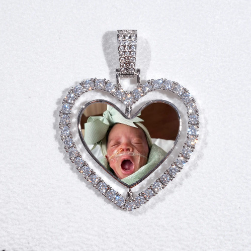 3D Spinning 2-Faced Heart Custom Picture Pendant