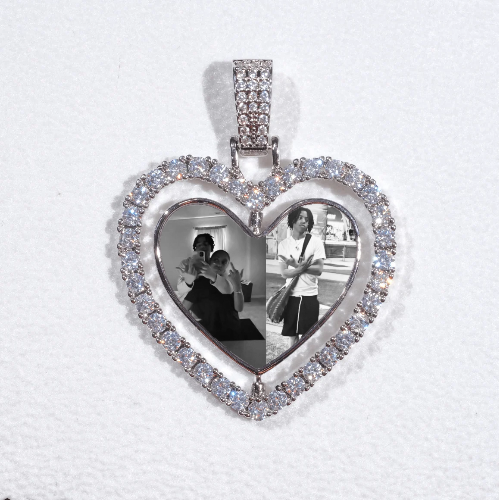 3D Spinning 2-Faced Heart Custom Picture Pendant